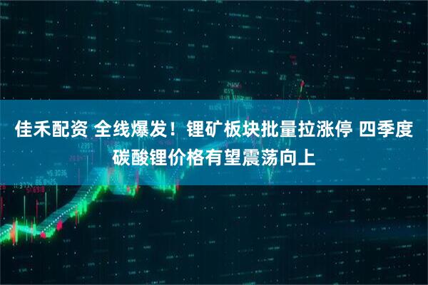 佳禾配资 全线爆发！锂矿板块批量拉涨停 四季度碳酸锂价格有望震荡向上